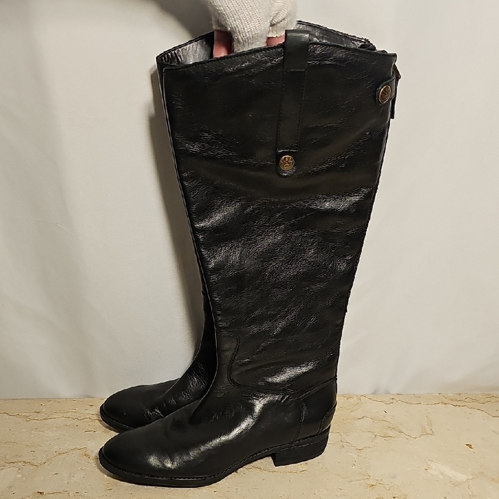 Sam Edelman Penny2 Black Soft Leather Equestrian Riding Boots Size 8M - Picture 2 of 9